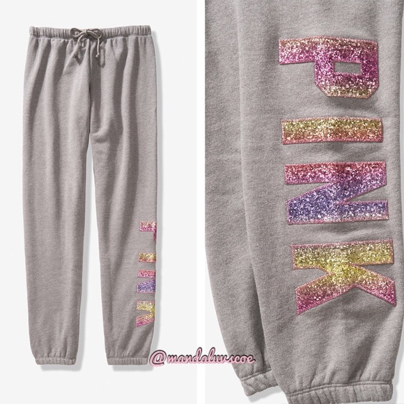 PINK Victoria's Secret Pants - NEW💕VS PINK PASTEL PINK OMBRÉ BLING CLASSIC PANTS